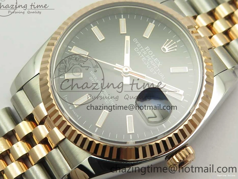 0506 EasyMatch DateJust 36mm 904 SS RG Wrapped 116231 GMF Black Dial on SS RG Wrapped Jubilee Bracelet A 3275
